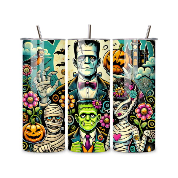 Halloweenské monstrum Frankie | nerezový termohrnek 600ml s kovovým brčkem