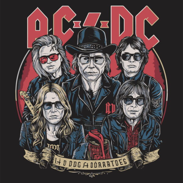 AC/DC #1 | nažehlovací obtisk na textil a jiné materiály, různé rozměry