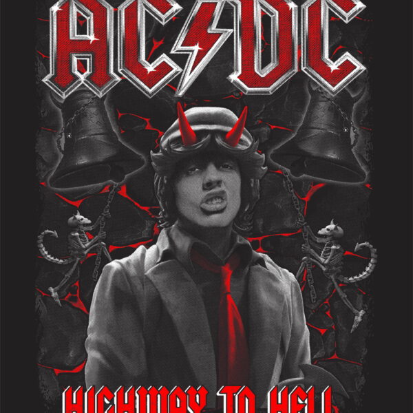 AC/DC #2 | nažehlovací obtisk na textil a jiné materiály, různé rozměry