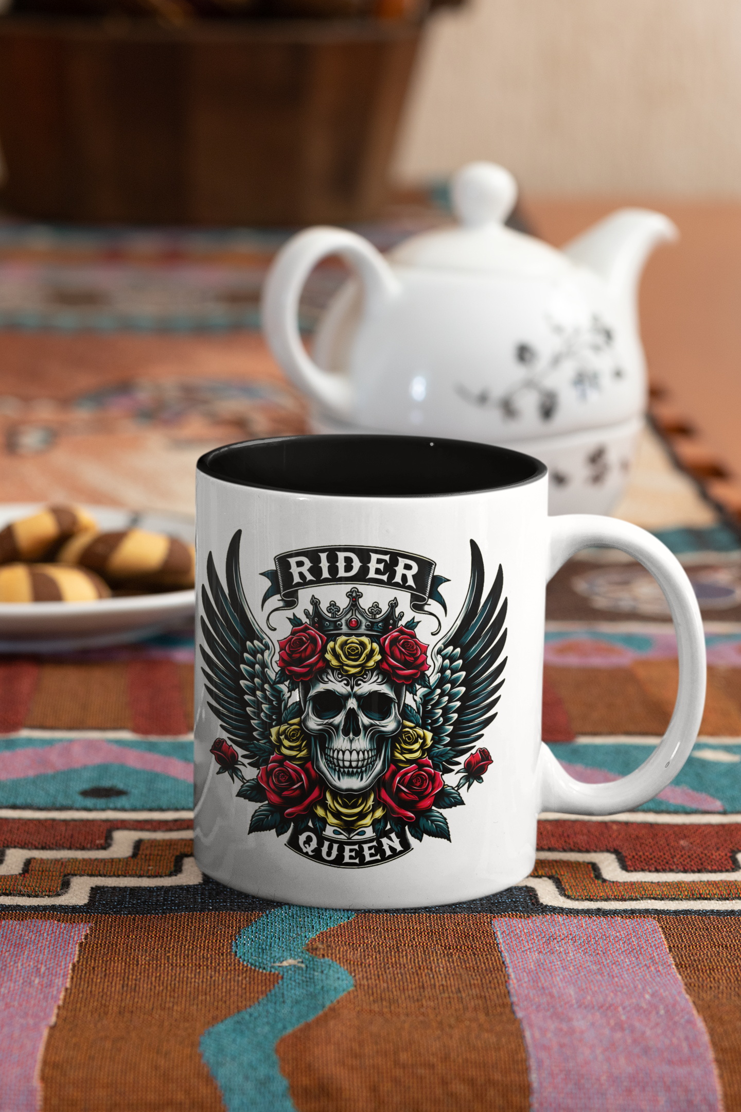 Rider Queen #1 printed mug 11oz BK mockup 4