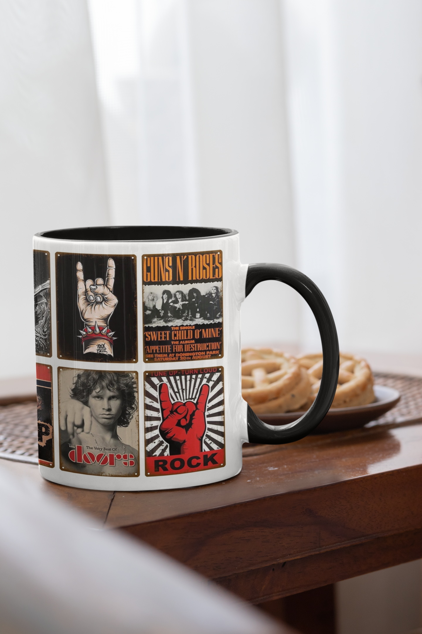 Rock and Roll Poster #1 BK printed mug 11oz mockup 5